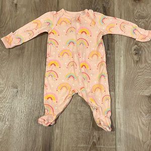 Wonder nation 0/3 month rainbow zipper footie PJ